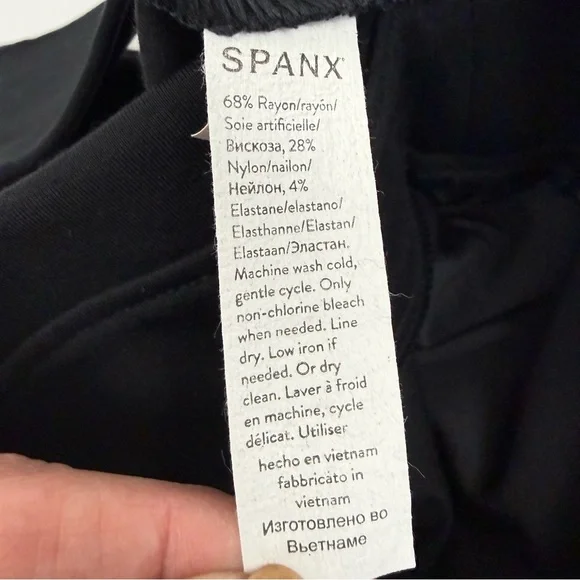 SPANX The Perfect Sleeveless Jumpsuit Ponte Knit Classic Black Flare Wide Leg